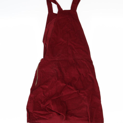 Primark Womens Red  Corduroy Pinafore/Dungaree Dress  Size 6