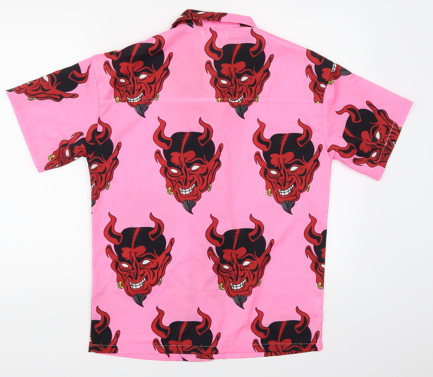Tai Zhony Hua Mens Pink    Button-Up Size L  - Devil