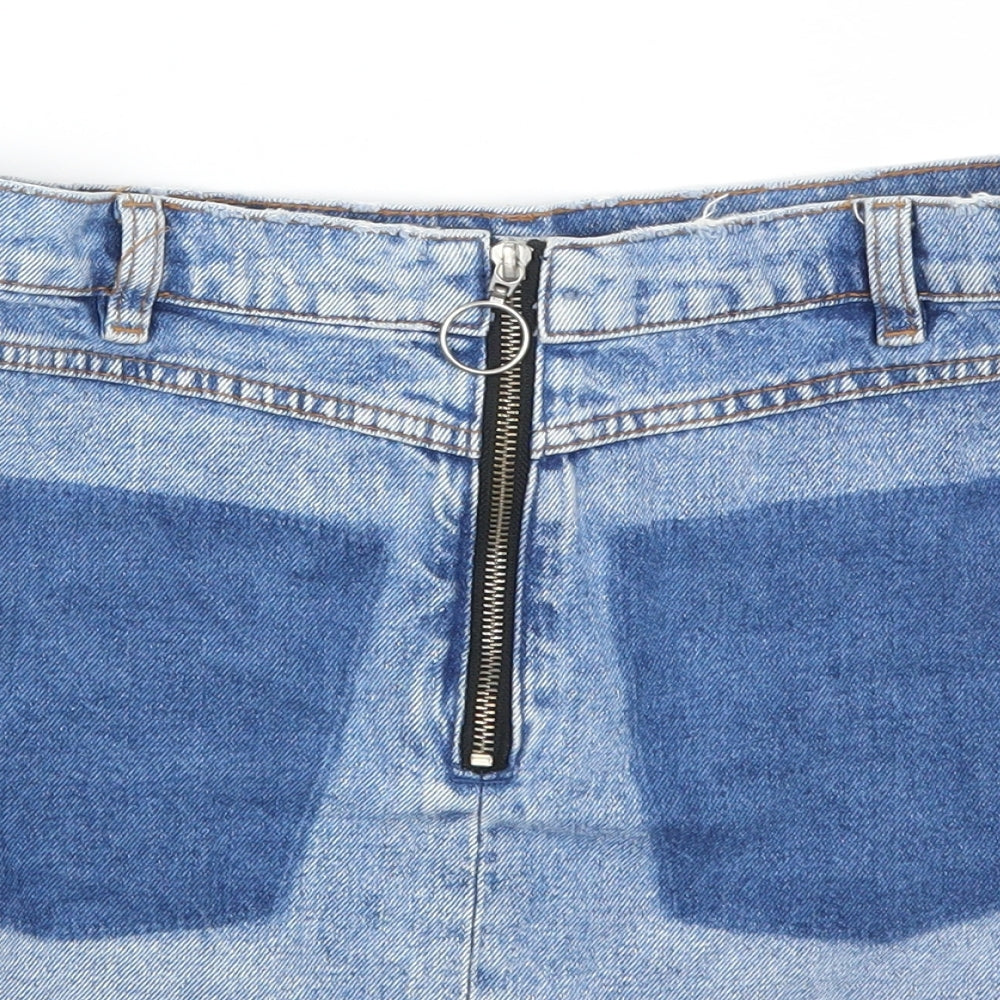 Zara Womens Blue  Denim Mini Skirt Size S