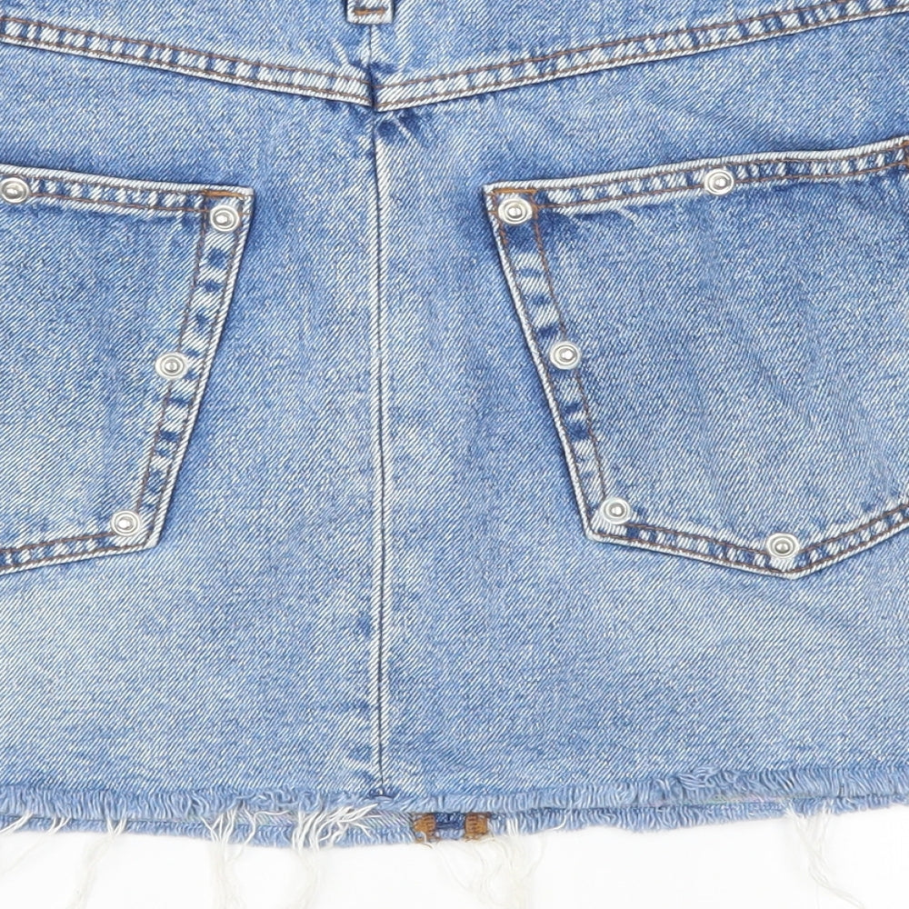 Zara Womens Blue  Denim Mini Skirt Size S