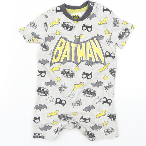 Tesco Boys Grey Geometric  Babydoll Bodysuit Size 6-9 Months  - Batman