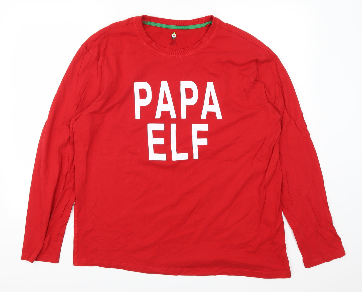 NEXT Mens Red    Pyjama Top Size XL  - Papa Elf