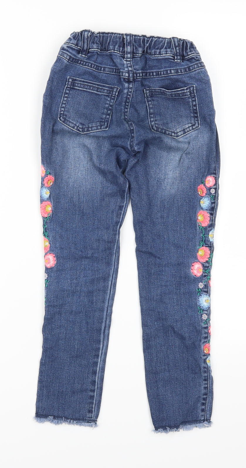 F&F Girls Blue Floral Denim Skinny Jeans Size 6-7 Years