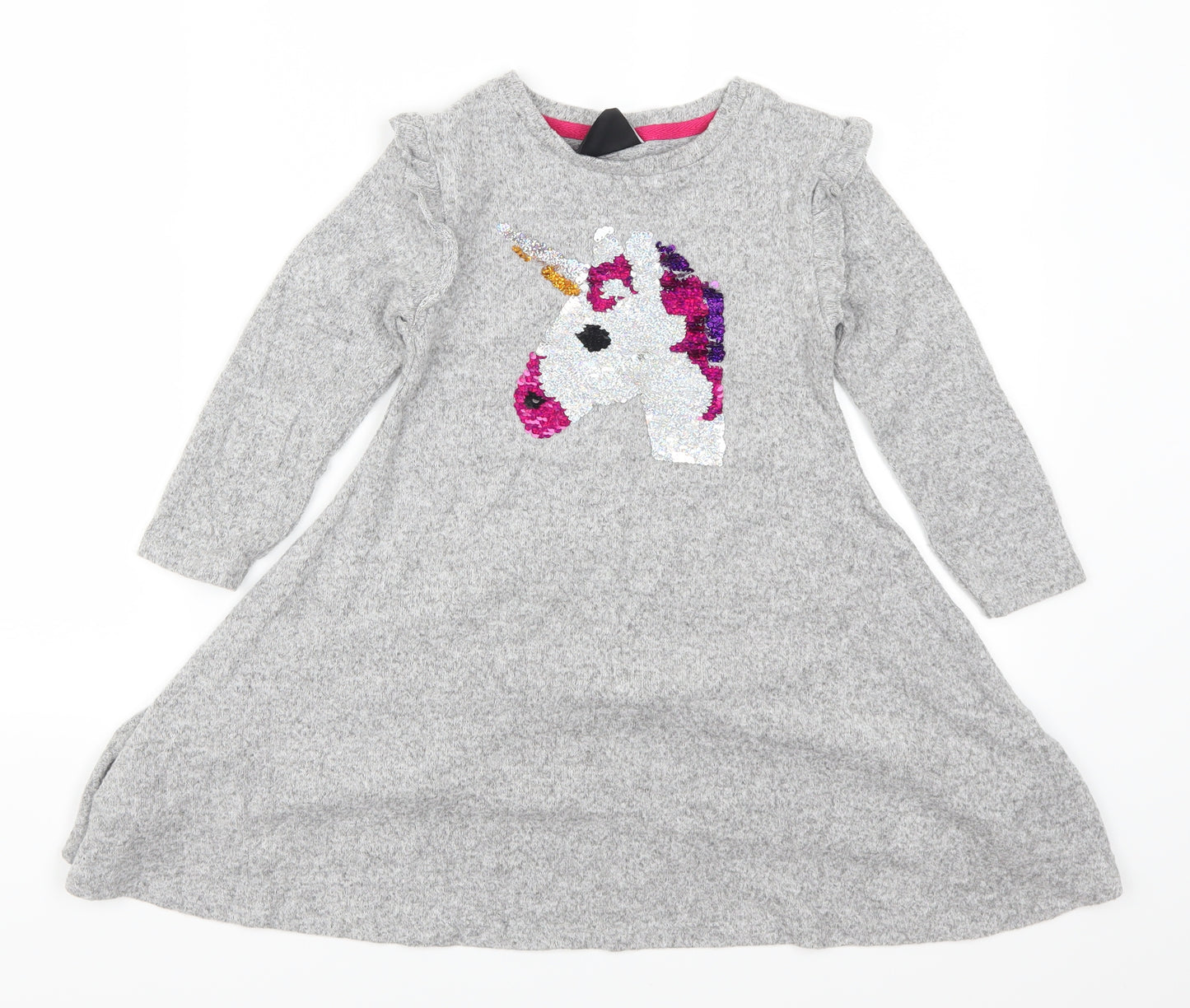 Primark Girls Grey Animal Print  Skater Dress  Size 4-5 Years  - Unicorn