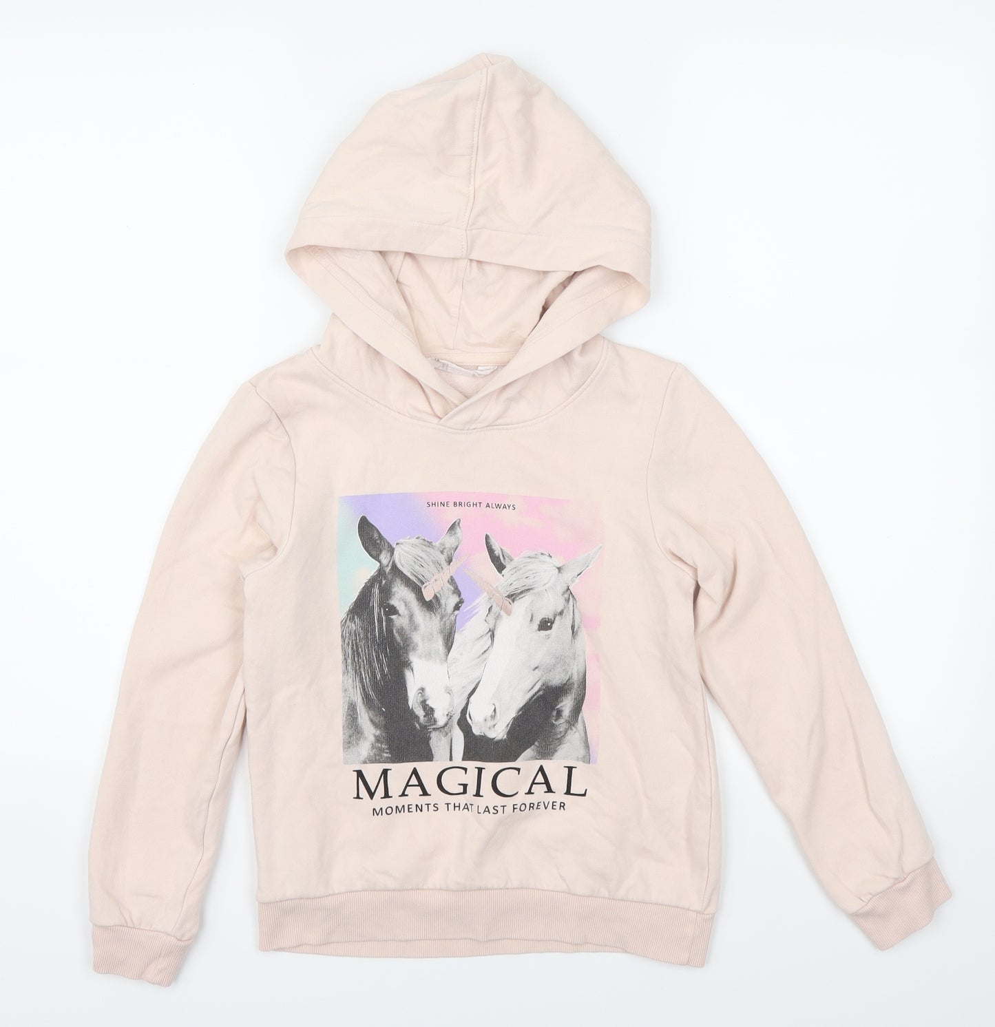 H&M Girls Pink   Pullover Hoodie Size 13-14 Years  - Unicorn Magical Moments That Last Forever