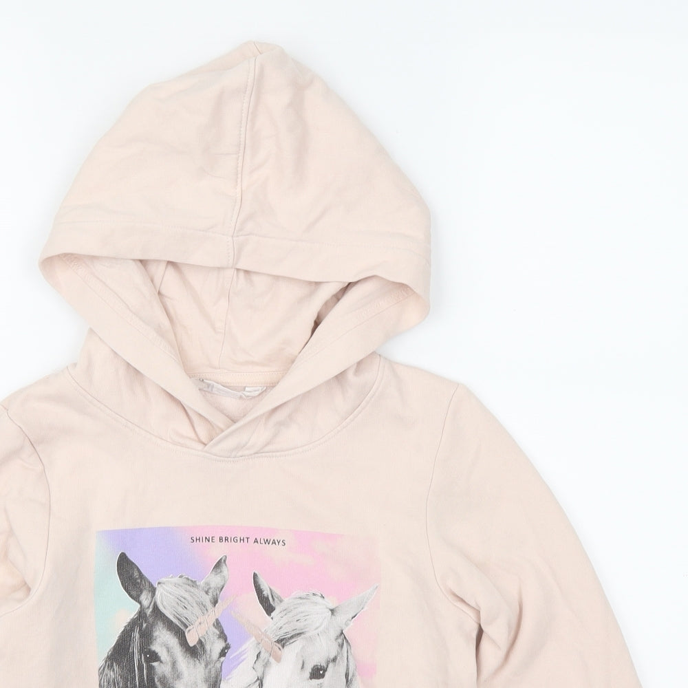 H&M Girls Pink   Pullover Hoodie Size 13-14 Years  - Unicorn Magical Moments That Last Forever