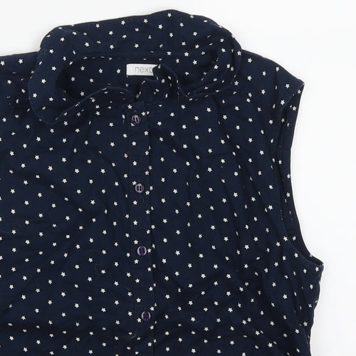 NEXT Girls Blue Geometric  Basic Button-Up Size 12 Years  - Stars