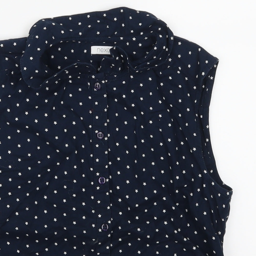 NEXT Girls Blue Geometric  Basic Button-Up Size 12 Years  - Stars