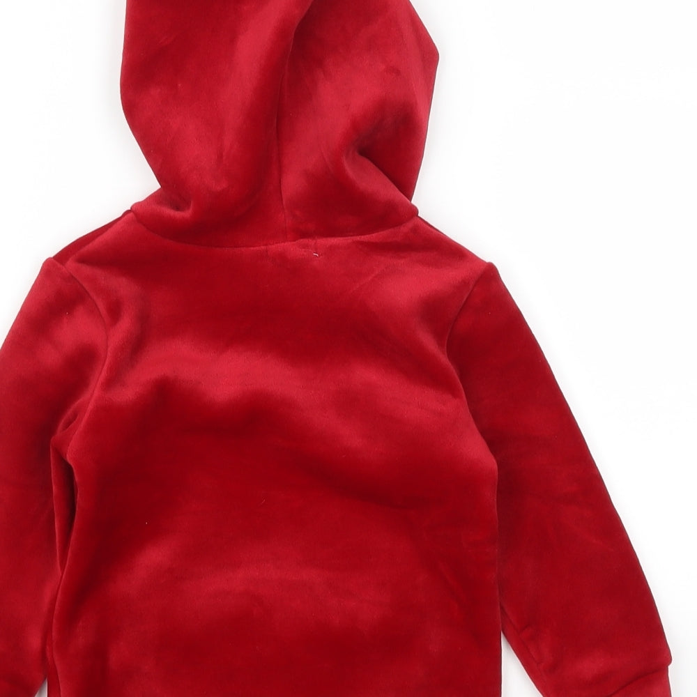 Smile Yes Girls Red Animal Print  Pullover Hoodie Size 2 Years  - Hamster Pom Pom