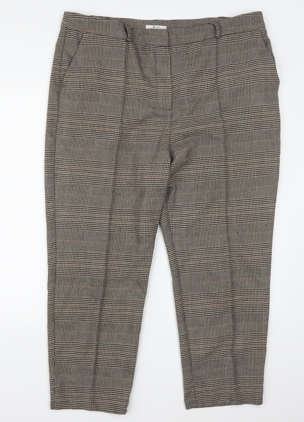 TU Womens Brown Check  Trousers  Size 18 L25 in