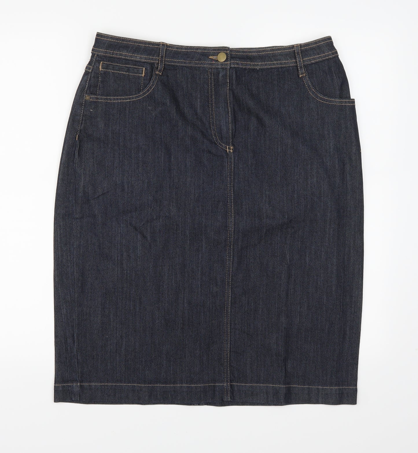 Marks and Spencer Womens Blue  Denim Straight & Pencil Skirt Size 14