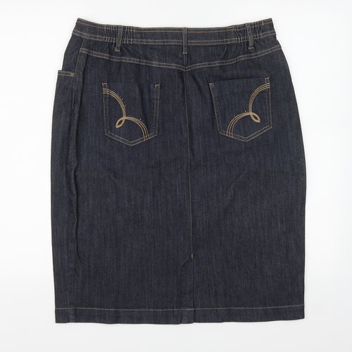 Marks and Spencer Womens Blue  Denim Straight & Pencil Skirt Size 14