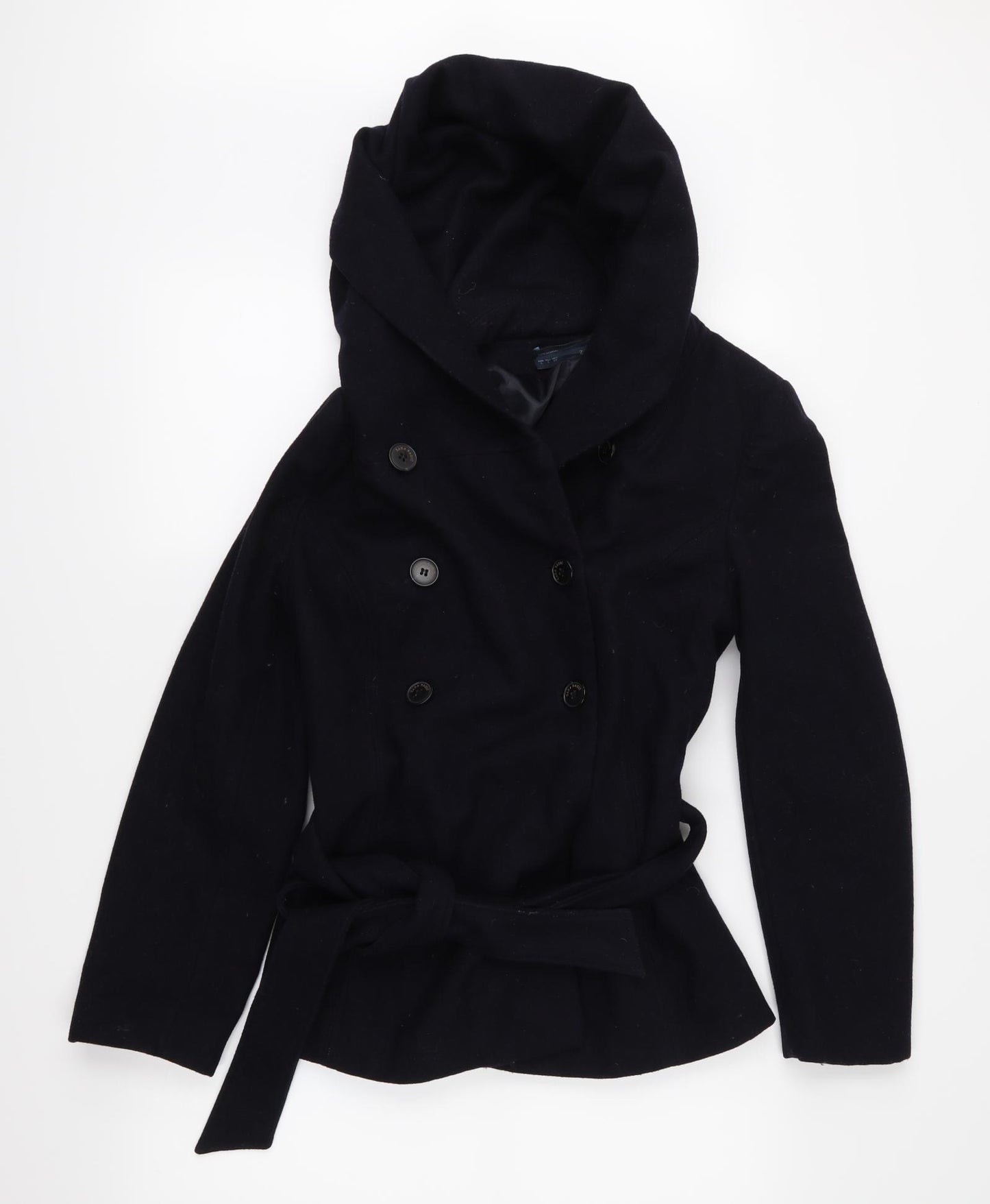 Zara Womens Blue  Twill Overcoat Coat Size L