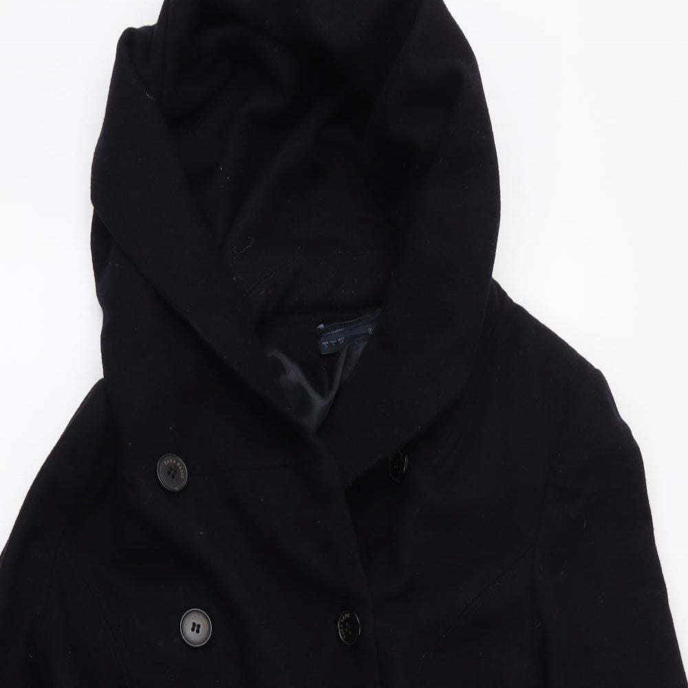 Zara Womens Blue  Twill Overcoat Coat Size L