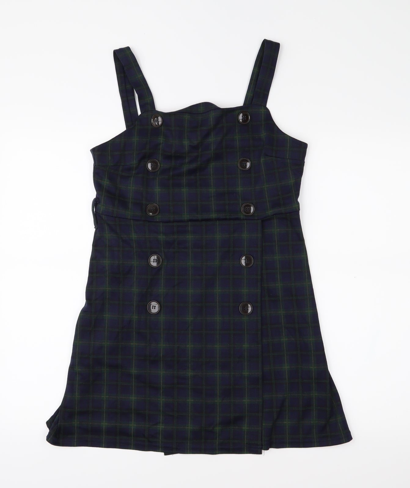 Primark Womens Blue Check  Pinafore/Dungaree Dress  Size 10