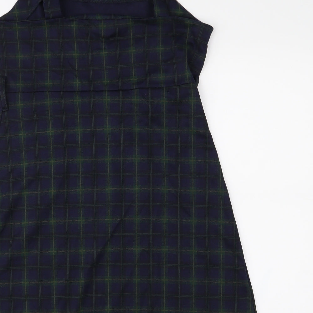 Primark Womens Blue Check  Pinafore/Dungaree Dress  Size 10