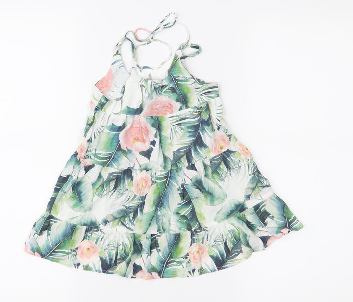 Cinnamon Girls Green Floral  Fit & Flare  Size 12-18 Months