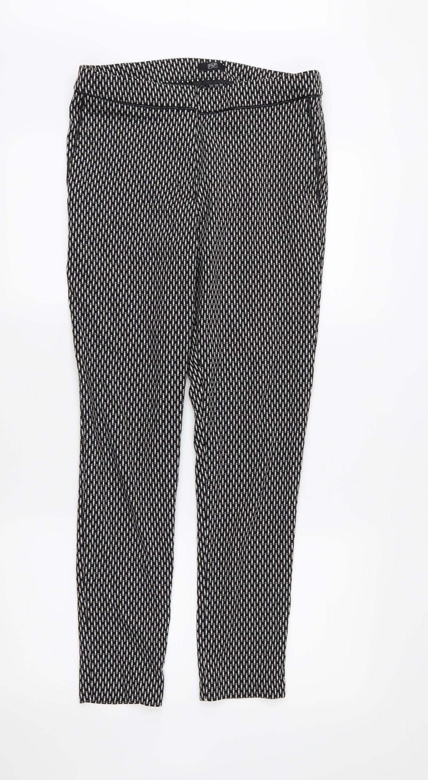 F&F Womens Black Check  Trousers  Size 10 L27 in