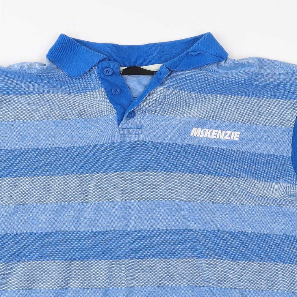 McKenzie Mens Blue Spotted   Polo Size XL