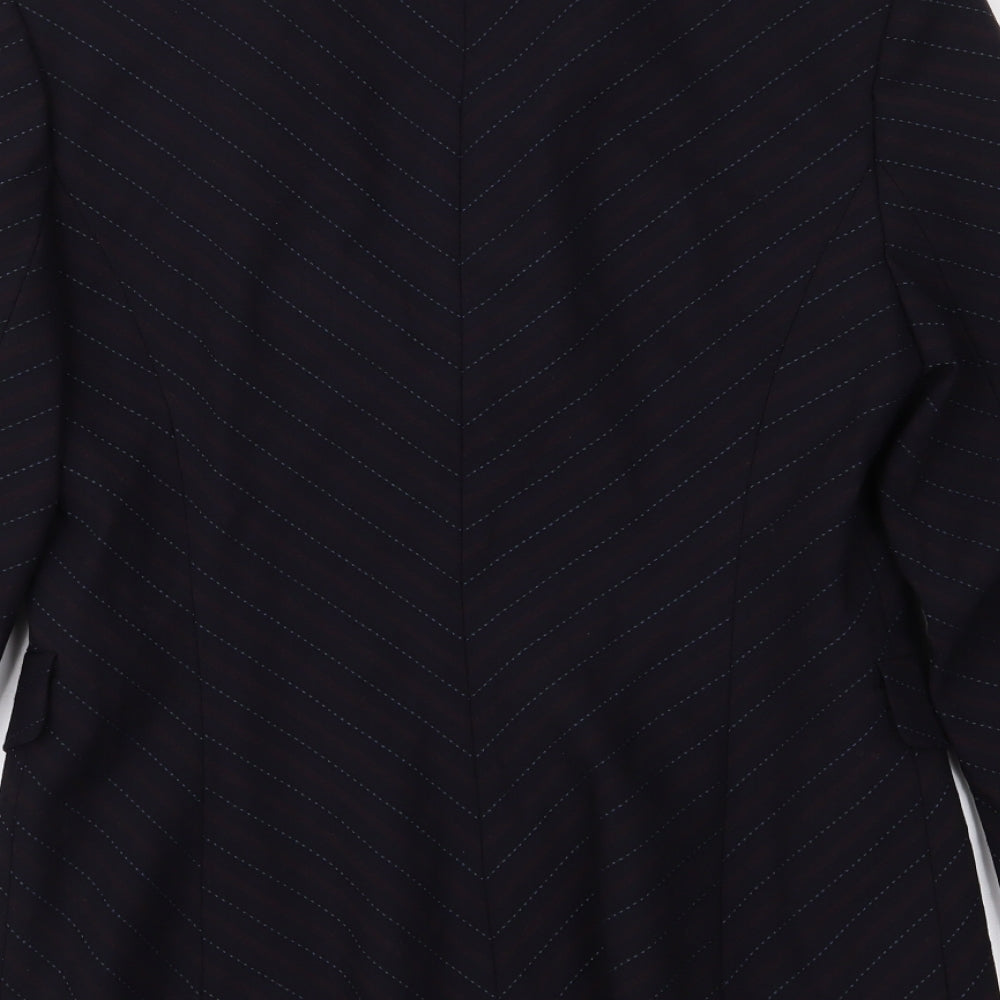 Jesire Womens Blue Striped  Jacket Suit Jacket Size 8