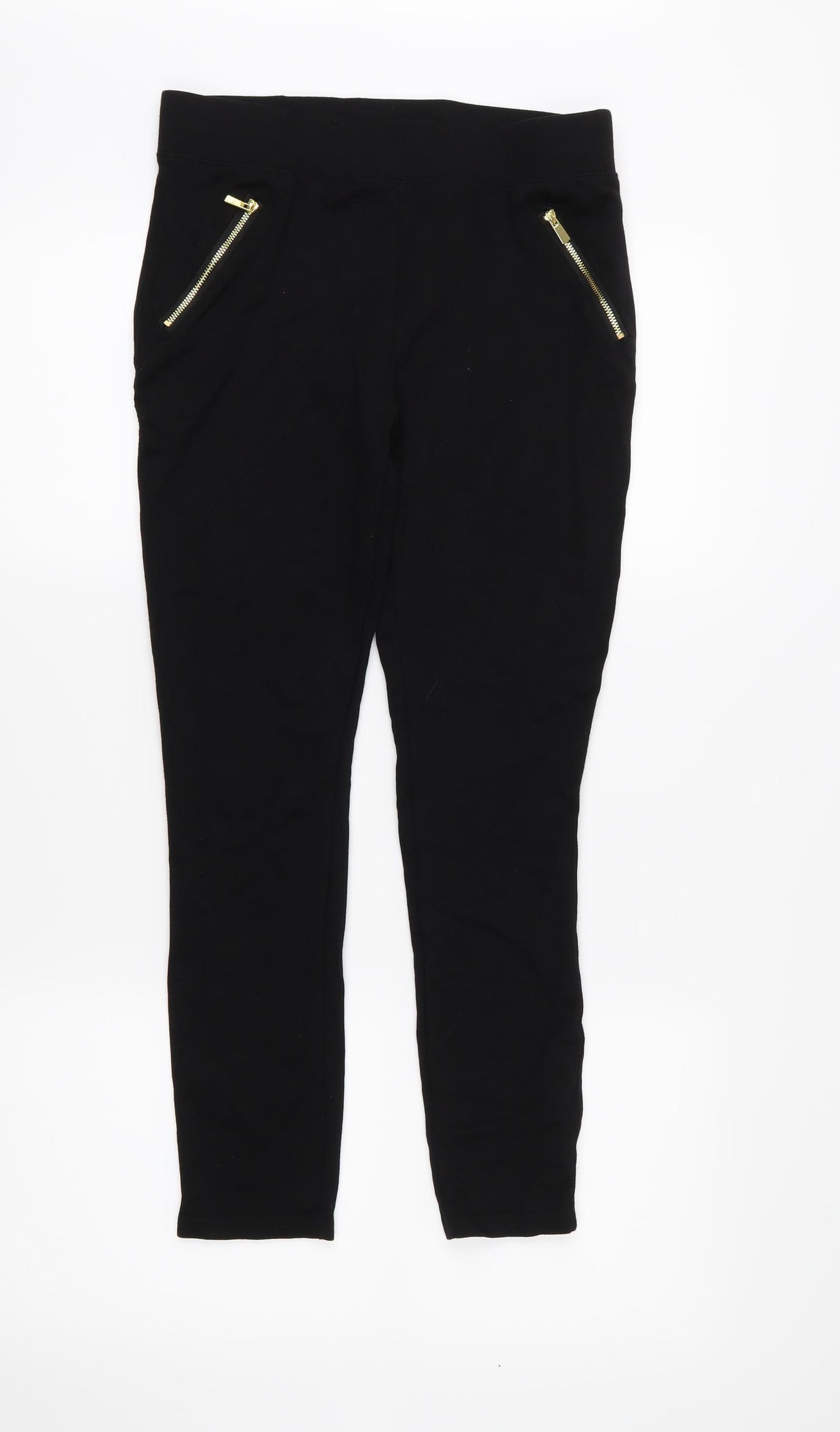 New Look Womens Black  Jersey Cropped Trousers Size 10 L24 in