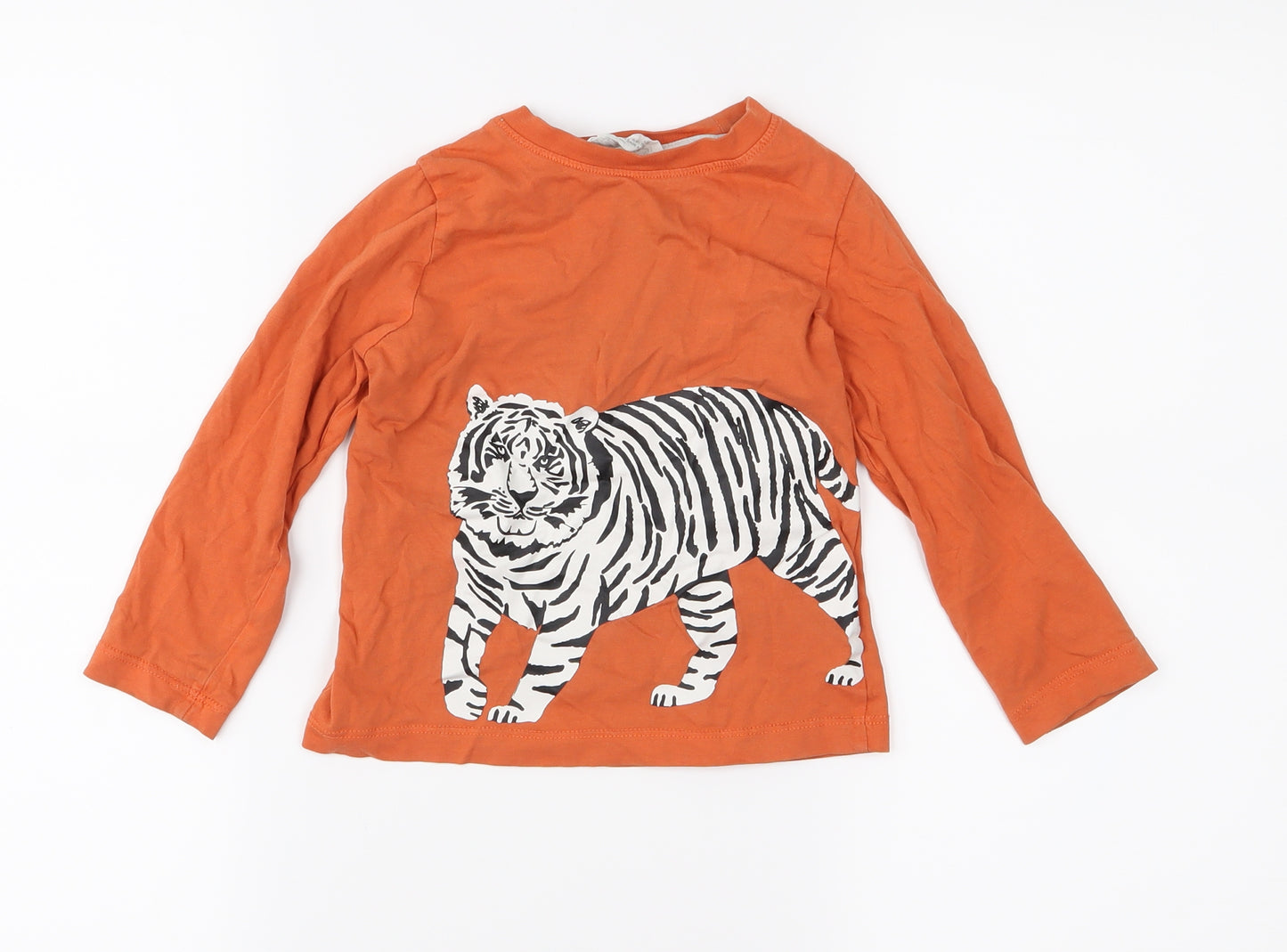 H&M Girls Orange  Jersey Basic T-Shirt Size 3-4 Years  - Tiger