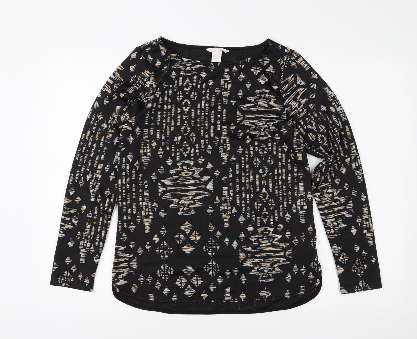 H&M Womens Black Geometric  Basic Blouse Size S