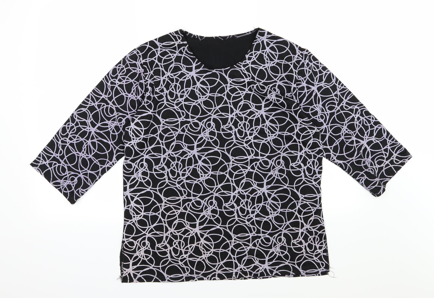 Preworn Womens Black Geometric  Basic T-Shirt Size M