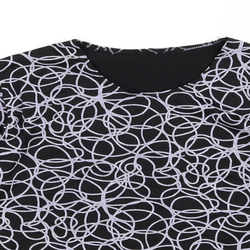 Preworn Womens Black Geometric  Basic T-Shirt Size M