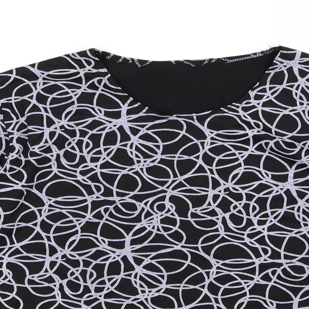 Preworn Womens Black Geometric  Basic T-Shirt Size M