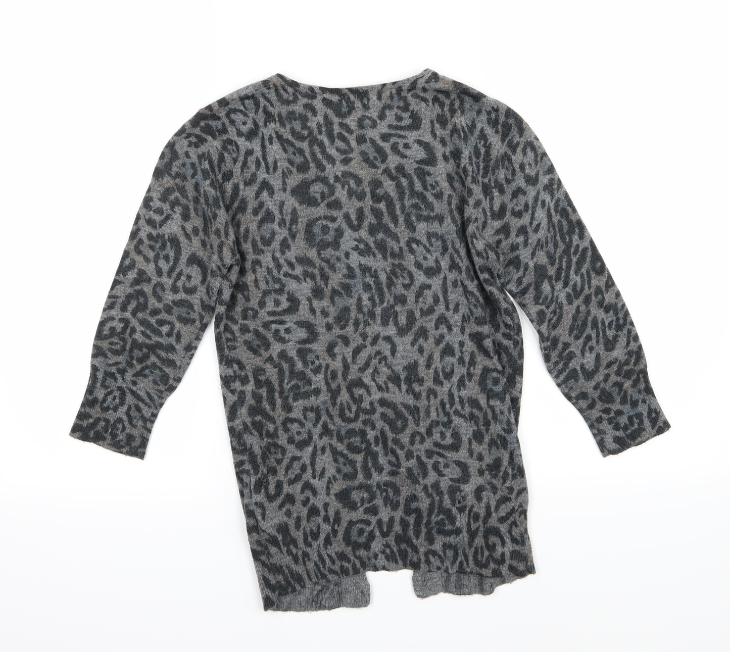 New Look Womens Grey Animal Print Knit Cardigan Jumper Size 8