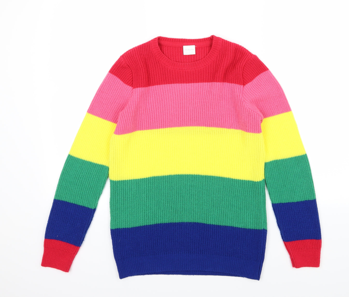 F&F Girls Multicoloured Striped Knit Pullover Jumper Size 12-13 Years
