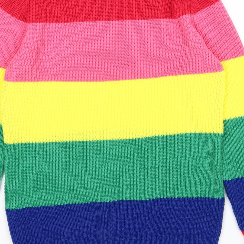 F&F Girls Multicoloured Striped Knit Pullover Jumper Size 12-13 Years
