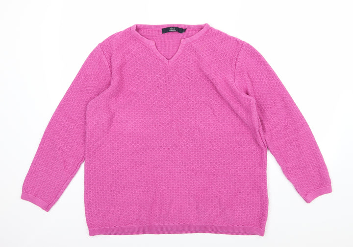 EWM Womens Pink  Knit Pullover Jumper Size L