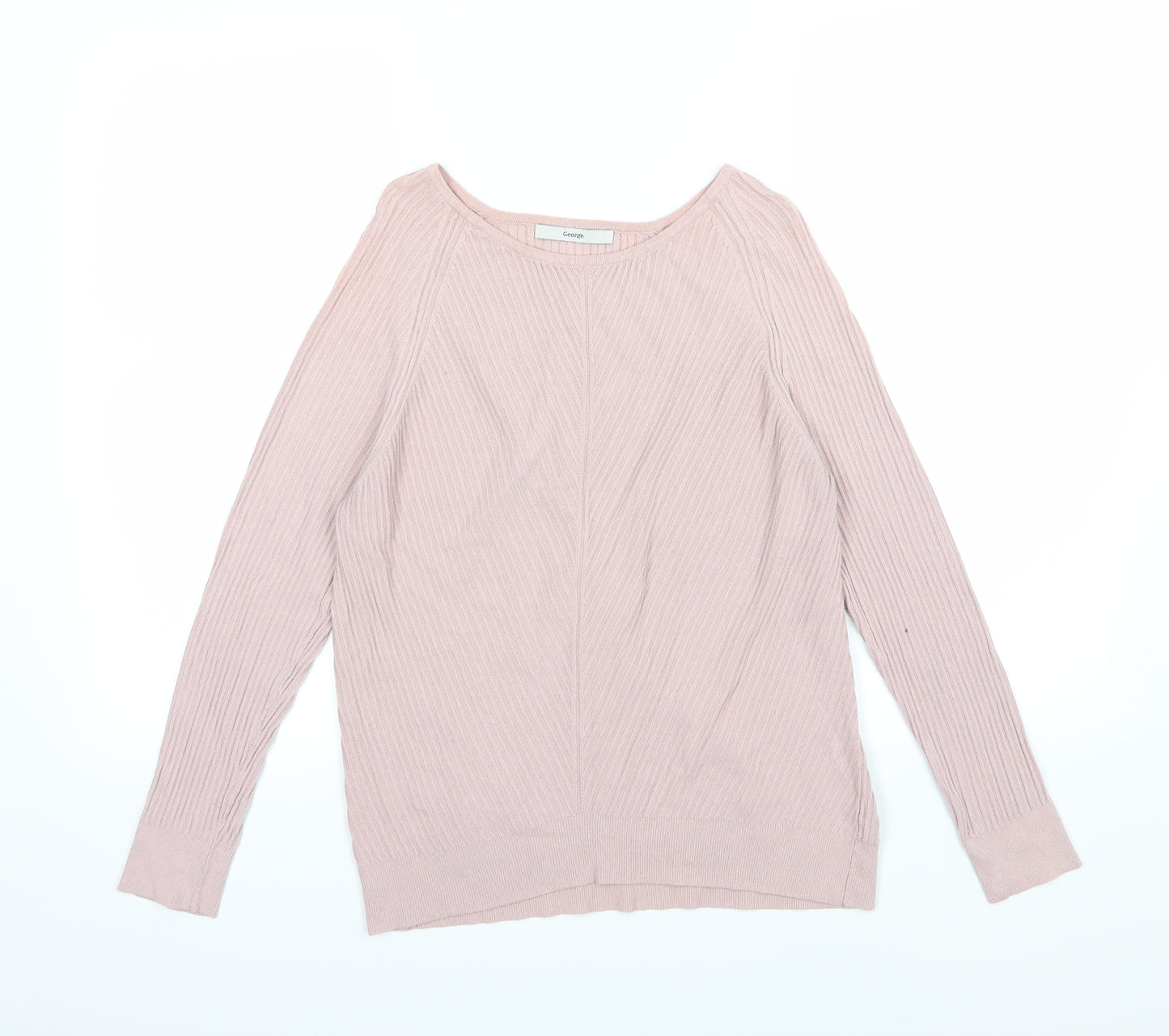 George Womens Pink Striped Knit Pullover Jumper Size 16