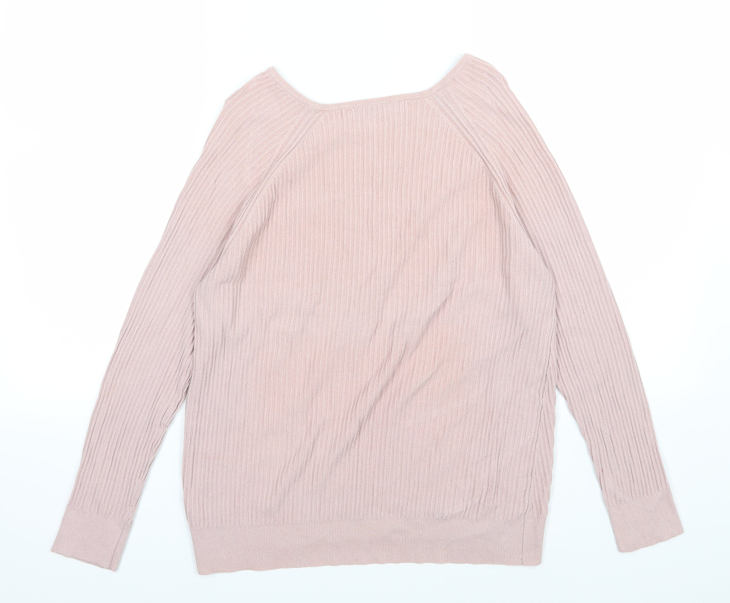 George Womens Pink Striped Knit Pullover Jumper Size 16