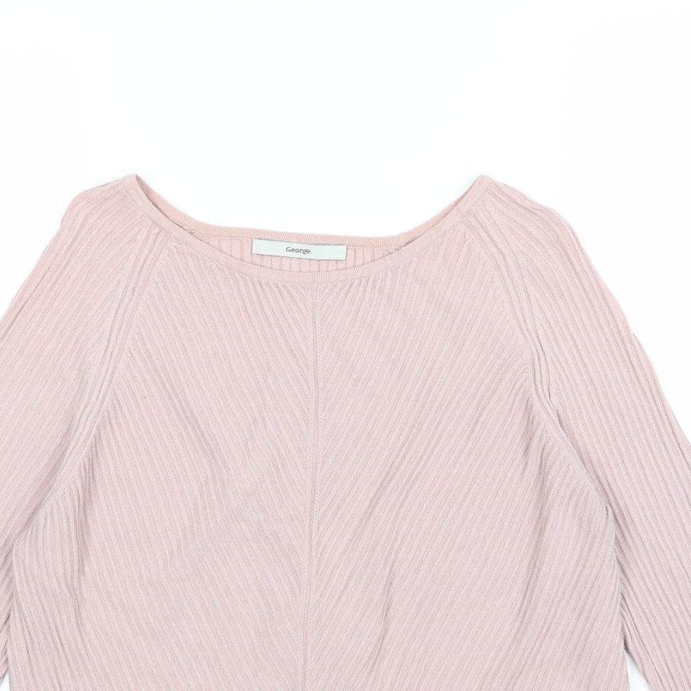 George Womens Pink Striped Knit Pullover Jumper Size 16