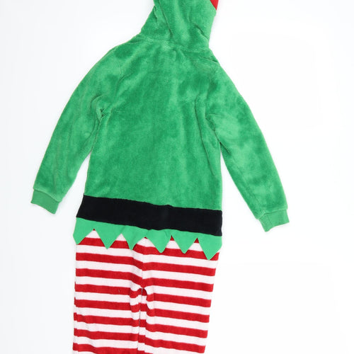 Primark Boys Multicoloured Striped Fleece  One Piece Size 7-8 Years  - Elf Christmas