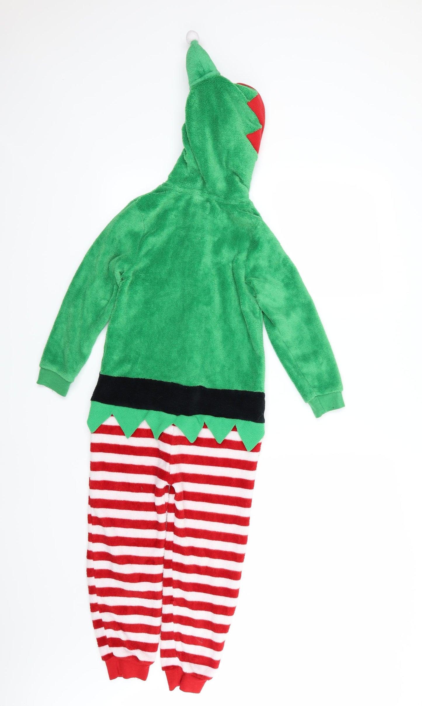 Primark Boys Multicoloured Striped Fleece  One Piece Size 7-8 Years  - Elf Christmas