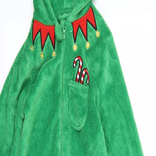 Primark Boys Multicoloured Striped Fleece  One Piece Size 7-8 Years  - Elf Christmas