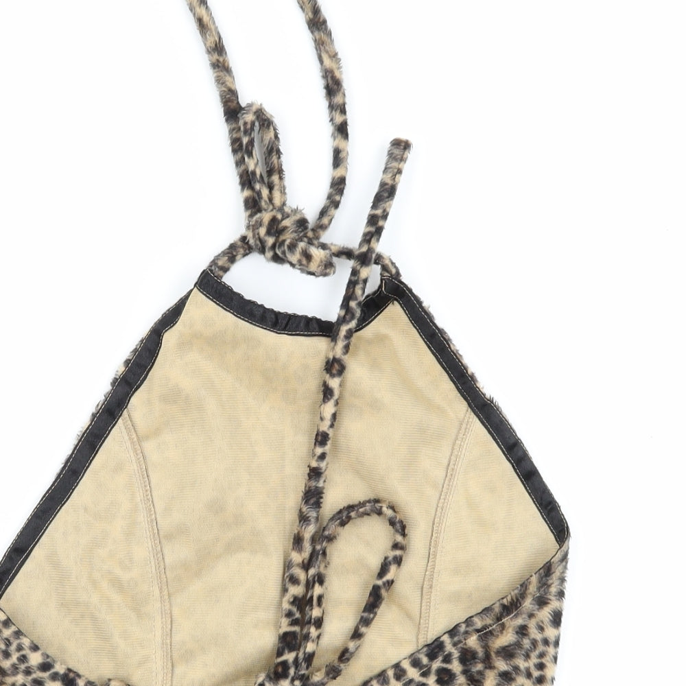 Preworn Womens Brown Animal Print  Cropped Tank Size M