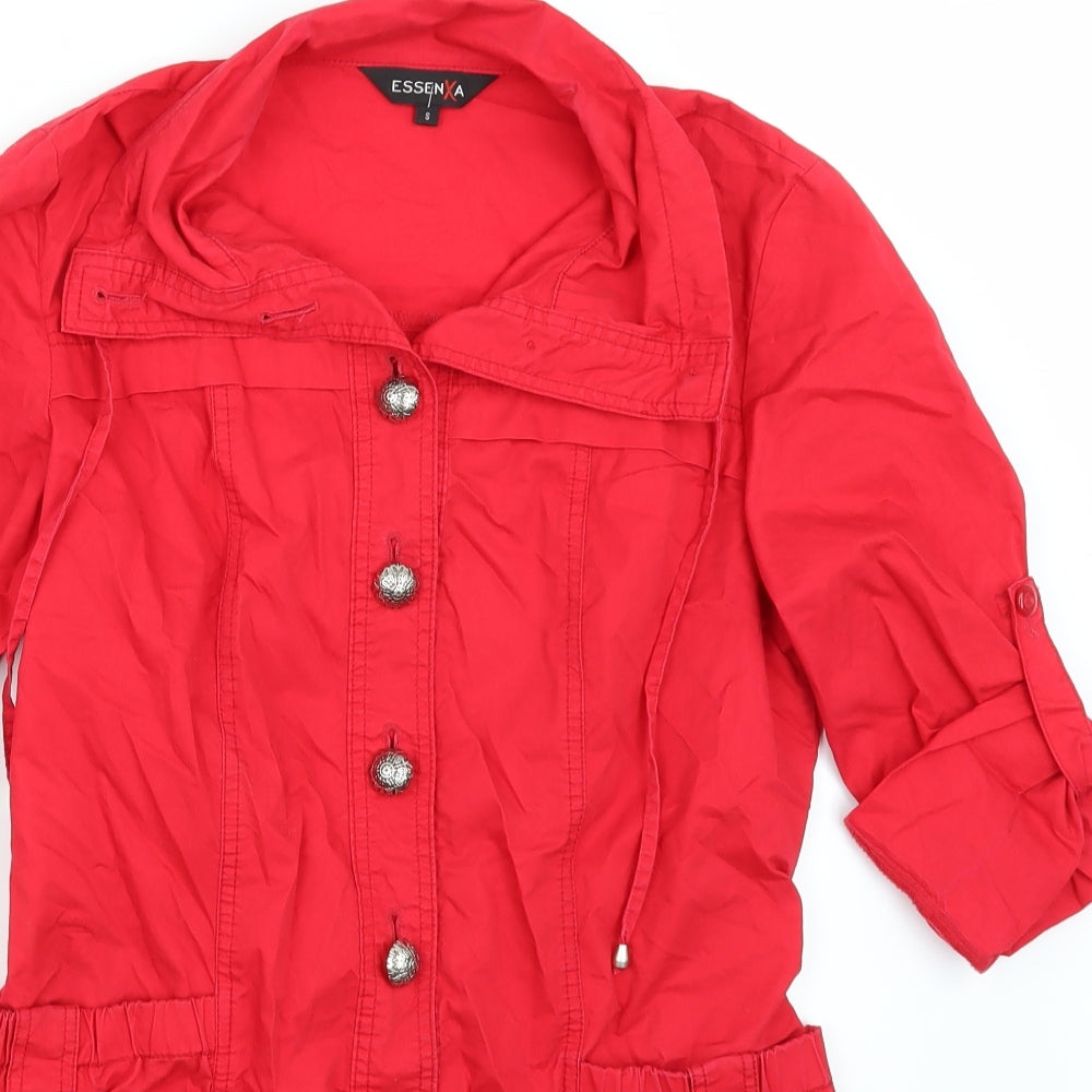 Esenxa Womens Red   Basic Button-Up Size S