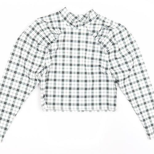 Asosw Womens White Check  Basic T-Shirt Size 14