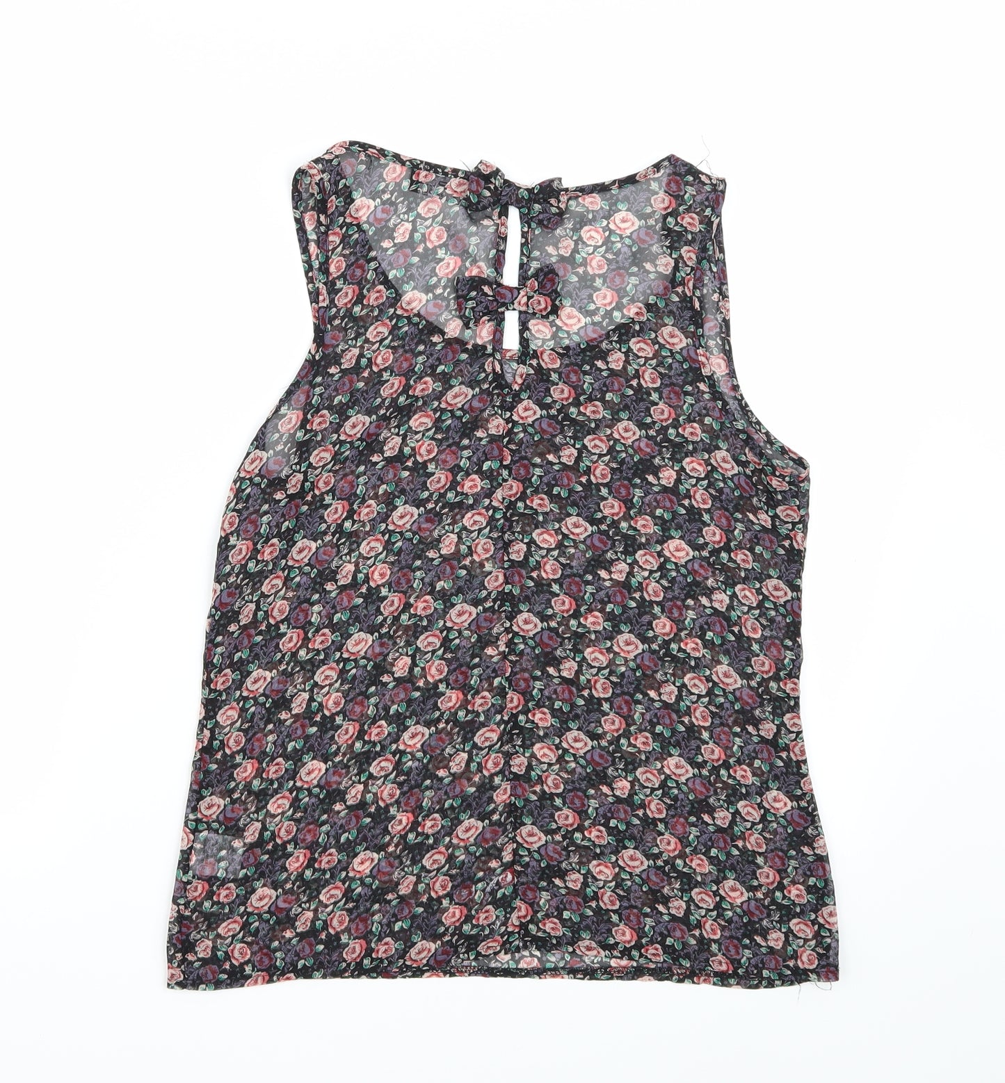 Select Womens Black Floral  Basic Tank Size 8