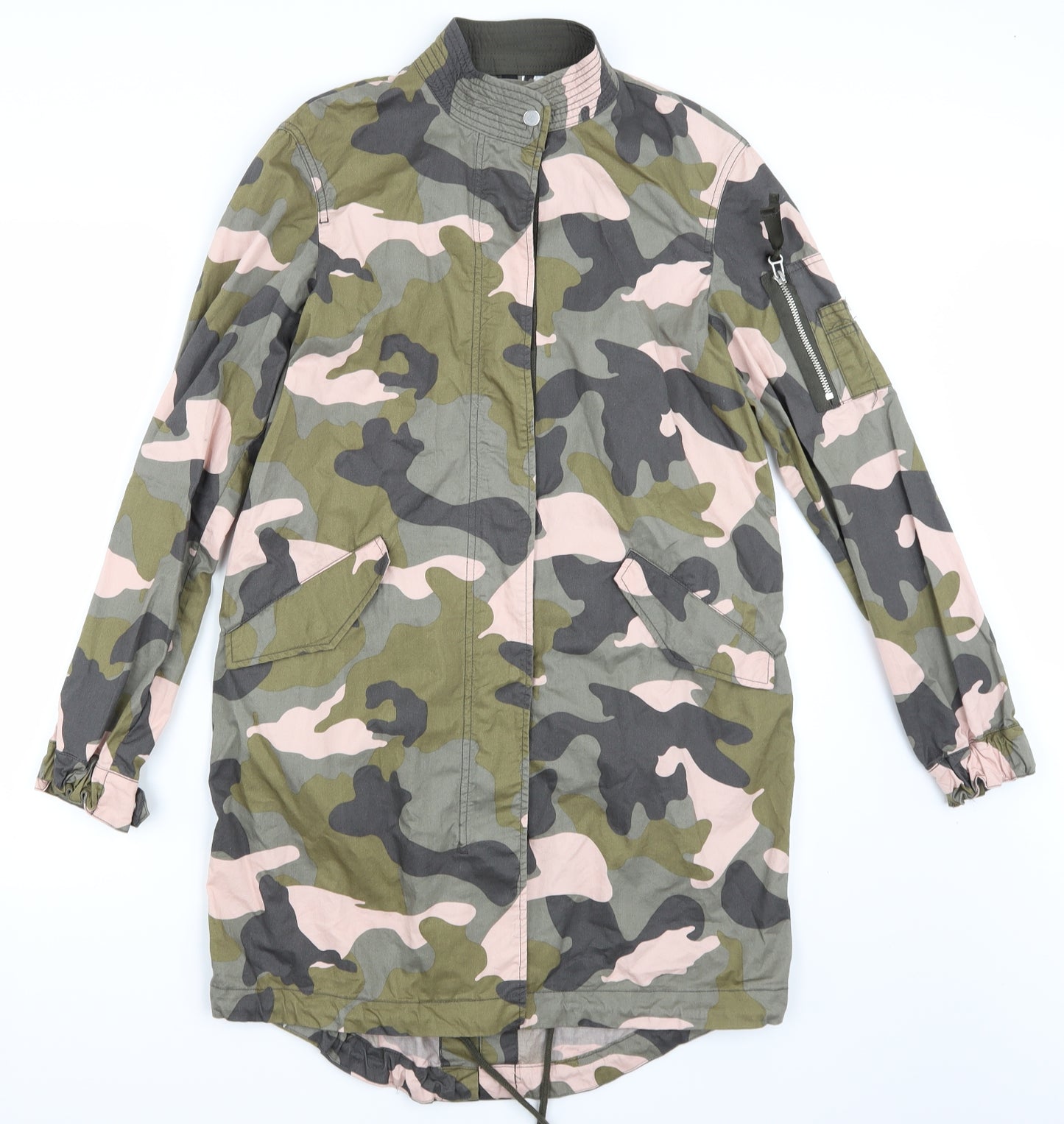 H&M Womens Green Camouflage  Jacket Coat Size 6