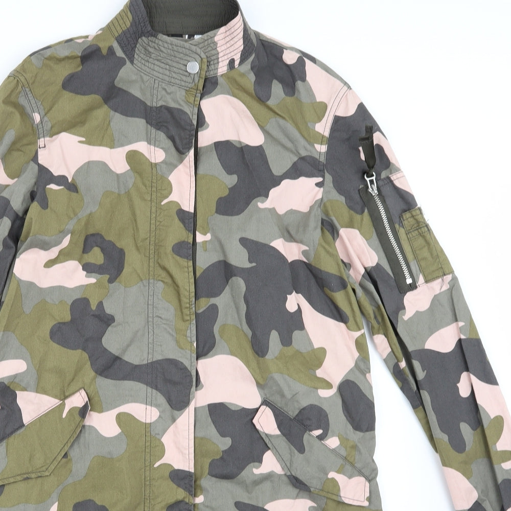 H&M Womens Green Camouflage  Jacket Coat Size 6