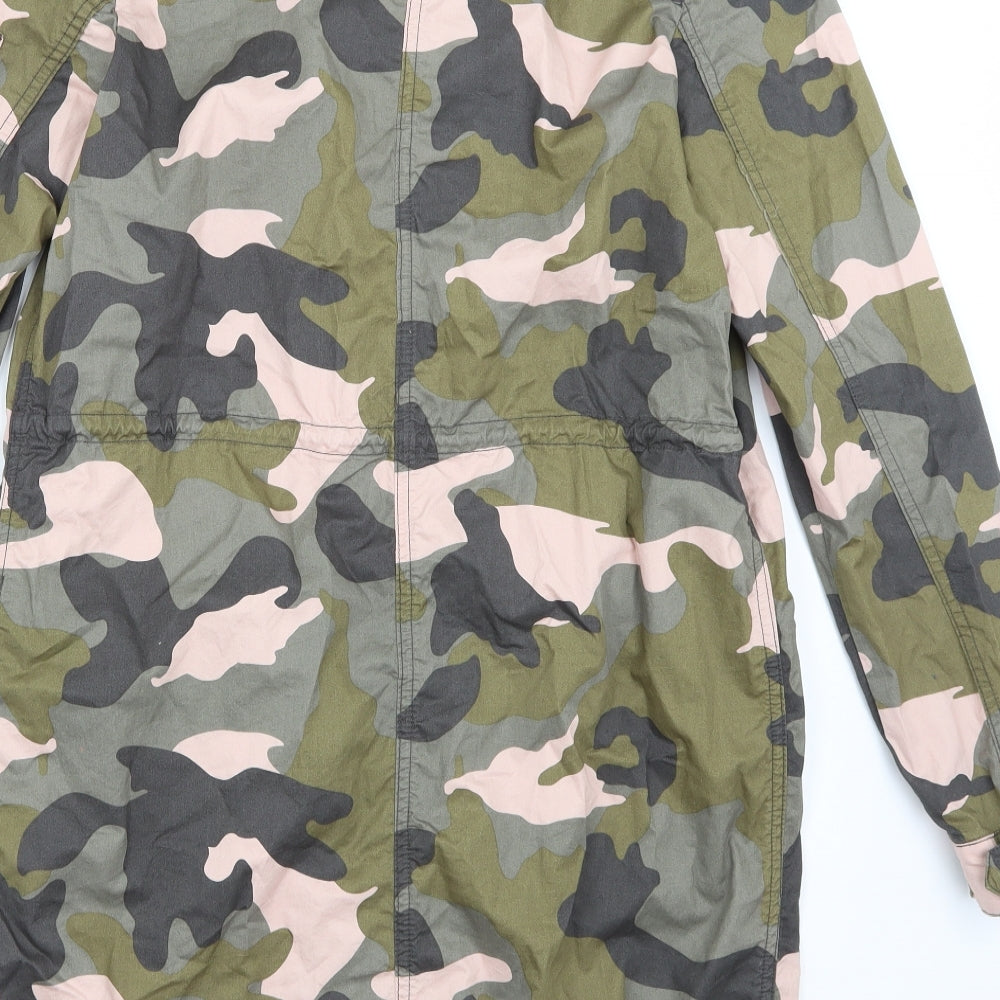 H&M Womens Green Camouflage  Jacket Coat Size 6
