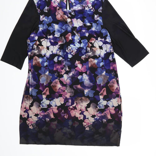Ann Scholz Womens Purple Floral  Shift  Size 14
