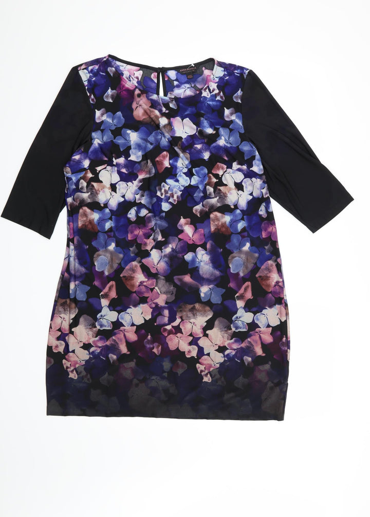 Ann Scholz Womens Purple Floral  Shift  Size 14