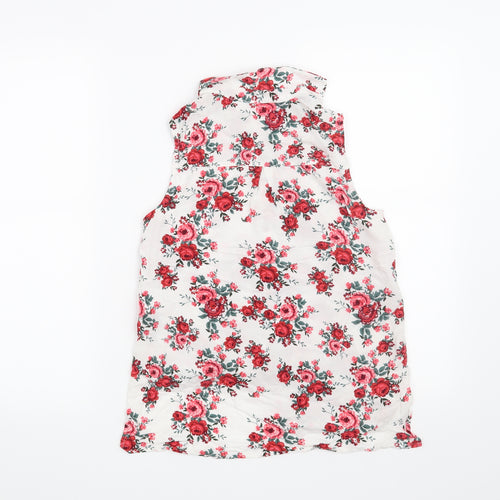 H&M Womens White Floral  Basic Blouse Size 4